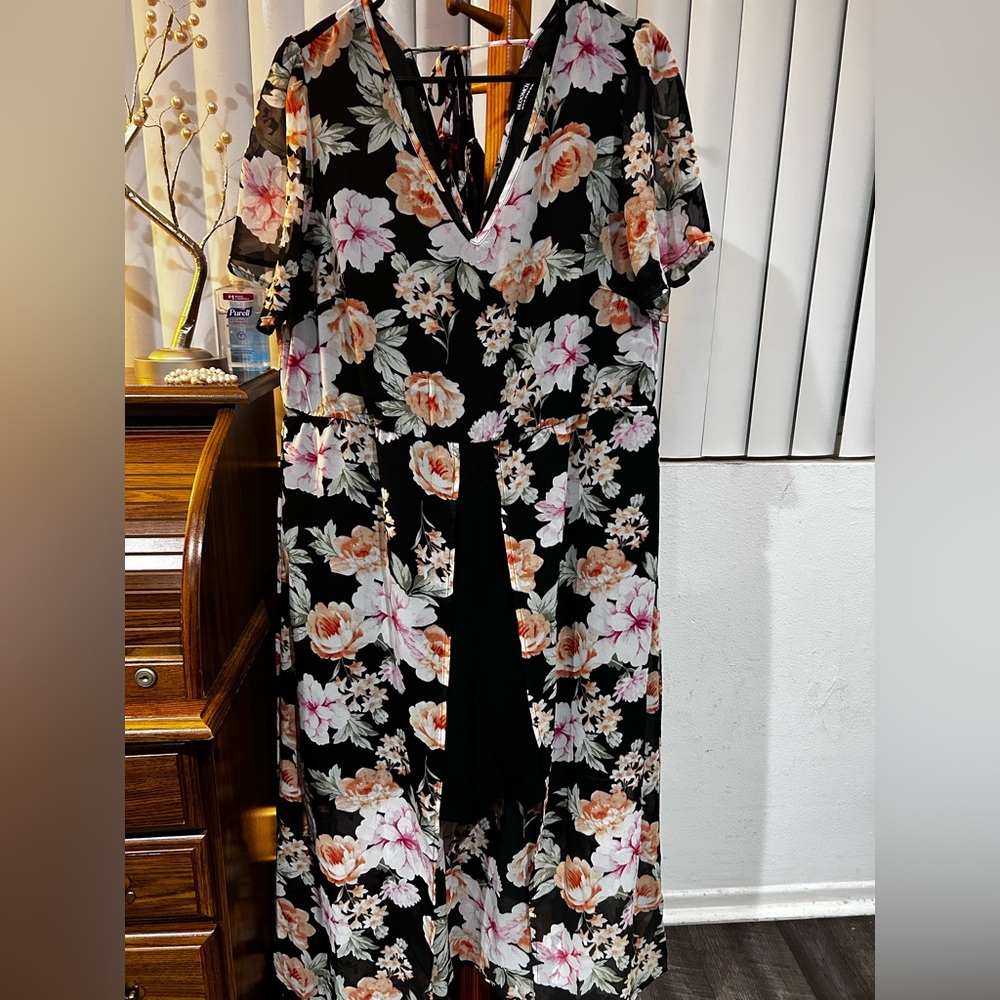 Floral V-Neck Maxi Romper
